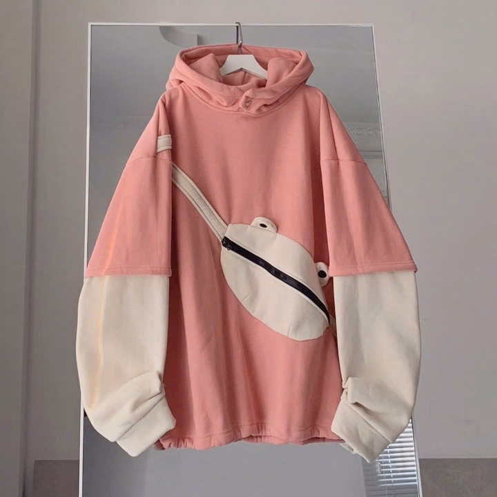 Áo Hoodie Nam Nữ Vải Nỉ Ngoại Phối Túi Ếch Có Khoá Kéo Độc Lạ Form Rộng Unisex Tp33 - Golden Dream - Ảnh 4