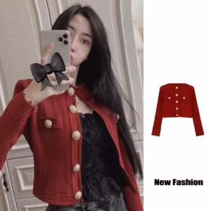 Áo Cardigan Dáng Ngắn, Cổ Tròn Phối Khuy Vàng 3 Màu Cực Xinh Sldca224 - Diepchi Fashion