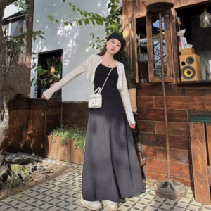 Set Áo Khoác Ren Kèm Đầm Thun Gân Lạnh Sh854 - Sam Store