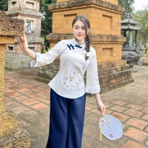 Set Bộ Đồ Lam Cổ Tàu Đi Chùa Thanh Lịch Sh1207 - Sam Store