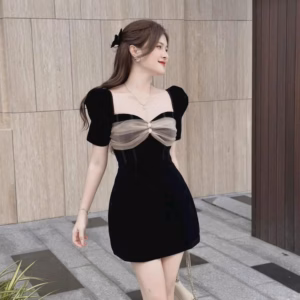 Đầm Viền Ngực Nơ Phối Lưới Cột Dây Sau Lưng Sh809 - Sam Store