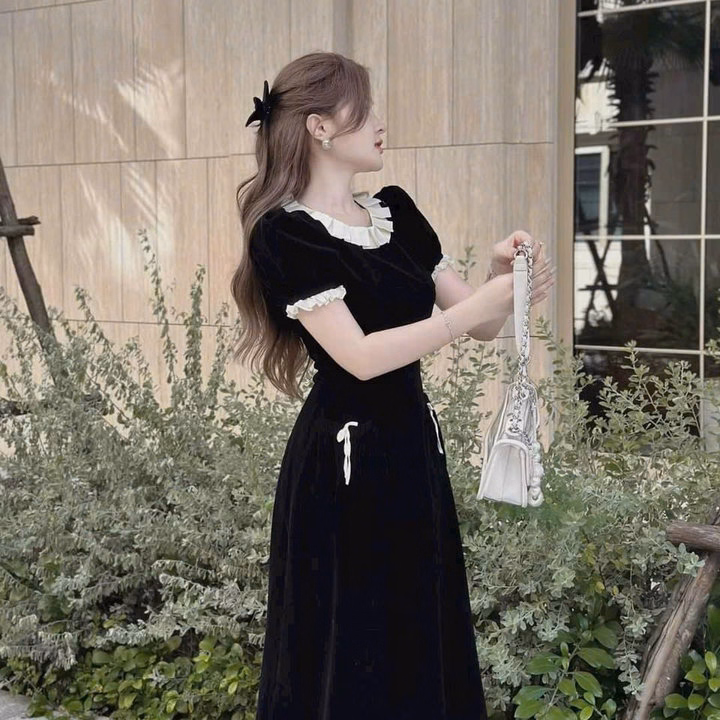 Đầm Váy Nữ Chất Nhung Phối Bèo Cổ Form Xòe Sh850 - Sam Store - Ảnh 2