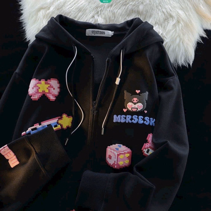 Áo Khoác Nỉ Dây Kéo Nam Nữ In Nhiều Hình Ngộ Nghĩnh Mersesk Form Rộng Tp802- Golden Dream - Ảnh 2