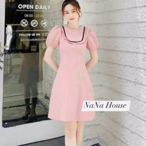 Sale Sốc Giảm 50% Đầm Cotton Lạnh Viền Bèo Cổ Ct759- Nana House
