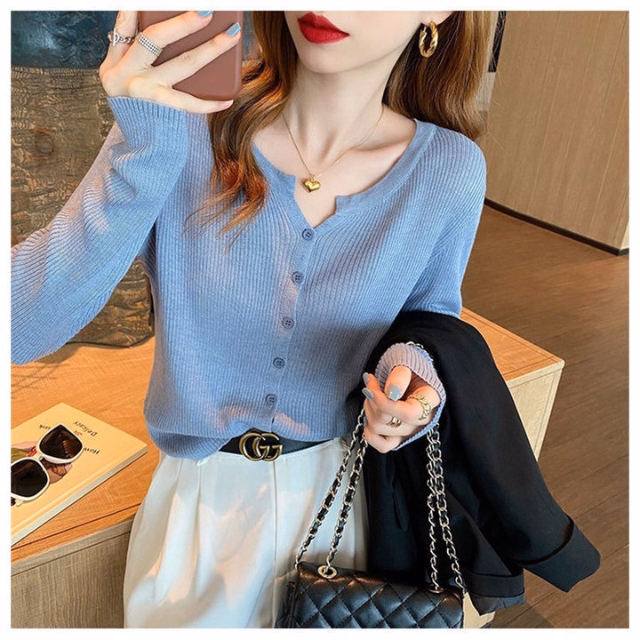 Áo Len Cardigan 7 Khuy Dài Tay, Chất Liệu Len Dệt Kim Mềm Mại Dành Cho Bạn Nữ Slcxa72 - Chipxinhxk - Ảnh 5