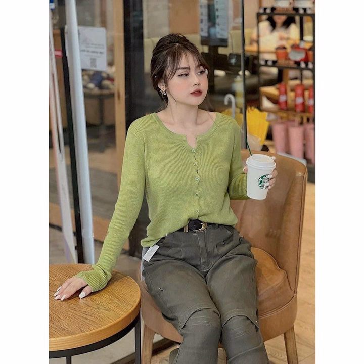 Áo Len Cardigan 7 Khuy Dài Tay, Chất Liệu Len Dệt Kim Mềm Mại Dành Cho Bạn Nữ Slcxa72 - Chipxinhxk