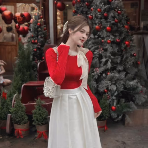 Set Áo Gân Đính Nơ Phối Chân Váy Cotton Lạnh Bh854 - Nana House