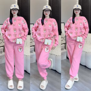 Sét Bộ Đồ Nỉ Nữ In Họa Tiết Gấu Look Siêu Hot - Htm Fashion