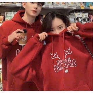 Áo Khoác Nỉ Pe In Họa Tiết Giáng Sinh (Noel) Merry Christmas Cổ Chui Có Nón - Htm Fashion