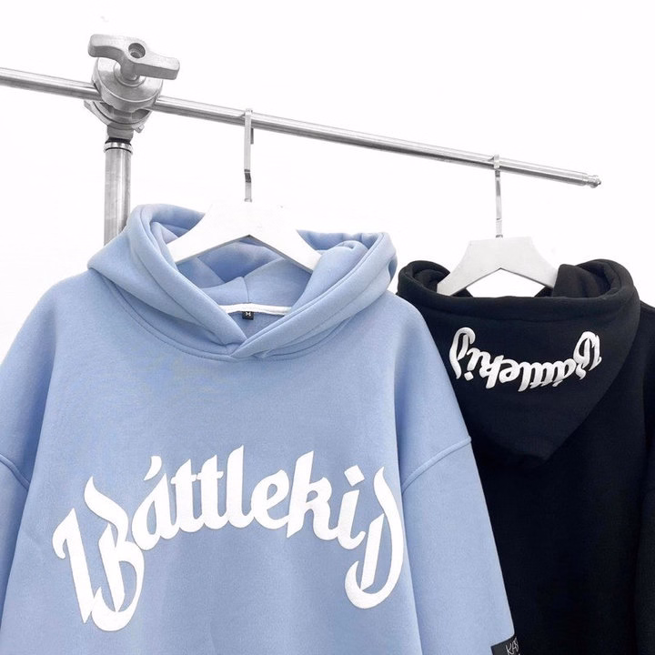 Áo Khoác Hoodie Nam Nữ Form Rộng Có Nón Họa Tiết In Chữ Battlekij - Htm Fashion - Ảnh 5