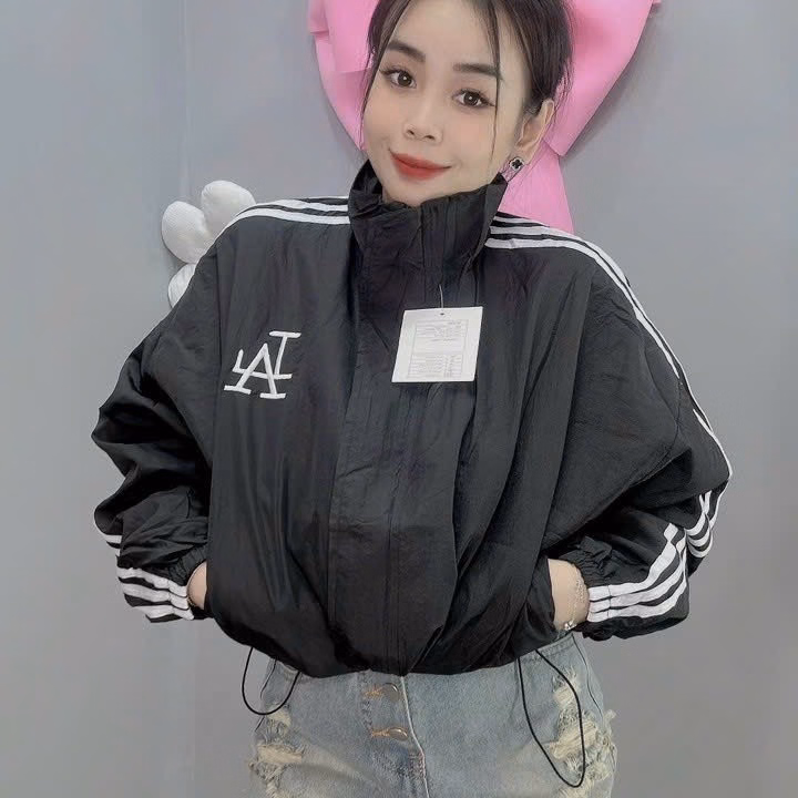 Áo Khoác Dù Trượt Nước 2 Lớp Cổ Đứng Phối Tay 3 Sọc Họa Tiết Chữ Ia -Htm Fashion - Ảnh 2