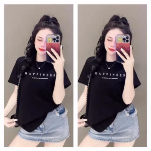 Áo Phông Nữ, Áo Thun Thái Chữ Happiness