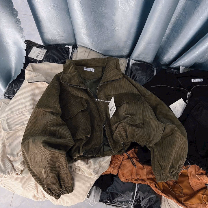 Áo Khoác Nhung Len Nữ 2 Lớp Form Lửng Phối 2 Túi To Và Dây Rút - Htm Fashion - Ảnh 7