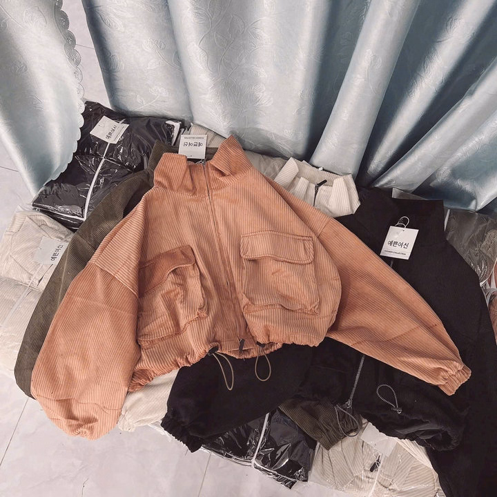 Áo Khoác Nhung Len Nữ 2 Lớp Form Lửng Phối 2 Túi To Và Dây Rút - Htm Fashion - Ảnh 10