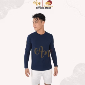 Áo Thun Nam Tay Dài Cổ Tròn Màu Xanh Đen Đông Ấm Hè Mát Chất Liệu 100% Cotton Cao Cấp - Gold Rhino
