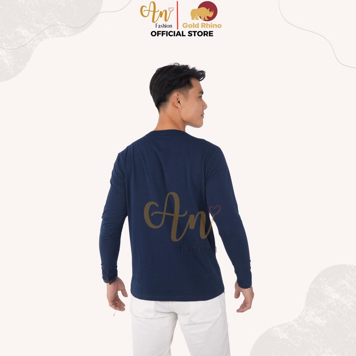 Áo Thun Nam Tay Dài Cổ Tròn Màu Xanh Đen Đông Ấm Hè Mát Chất Liệu 100% Cotton Cao Cấp - Gold Rhino - Ảnh 2