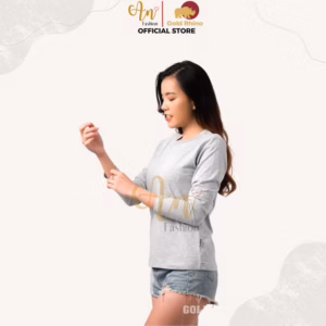 Áo Thun Nữ Tay Dài Cổ Tròn Màu Xám Tiêu Đông Ấm Hè Mát Chất Liệu 100% Cotton Cao Cấp - Gold Rhino
