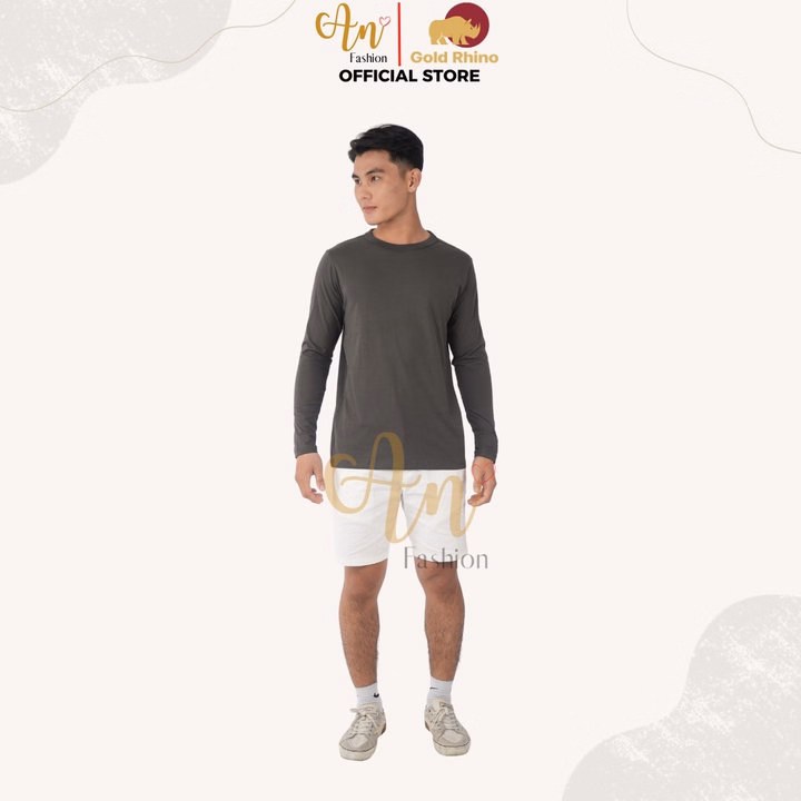 Áo Thun Nam Tay Dài Cổ Tròn Màu Rêu Đậm Đông Ấm Hè Mát Chất Liệu 100% Cotton Cao Cấp - Gold Rhino - Ảnh 7