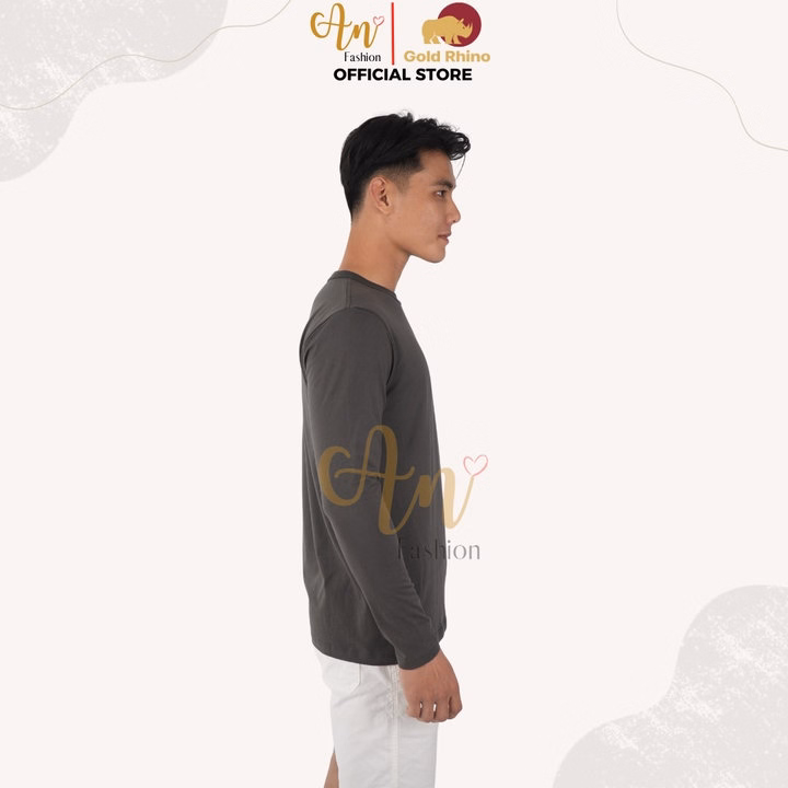 Áo Thun Nam Tay Dài Cổ Tròn Màu Rêu Đậm Đông Ấm Hè Mát Chất Liệu 100% Cotton Cao Cấp - Gold Rhino - Ảnh 5