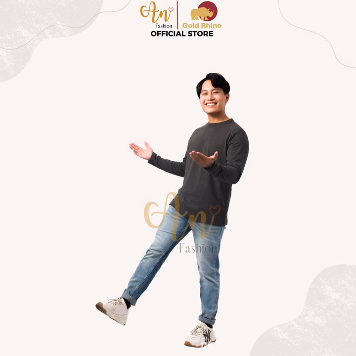 Áo Thun Nam Tay Dài Cổ Tròn Màu Rêu Đậm Đông Ấm Hè Mát Chất Liệu 100% Cotton Cao Cấp - Gold Rhino - Ảnh 3