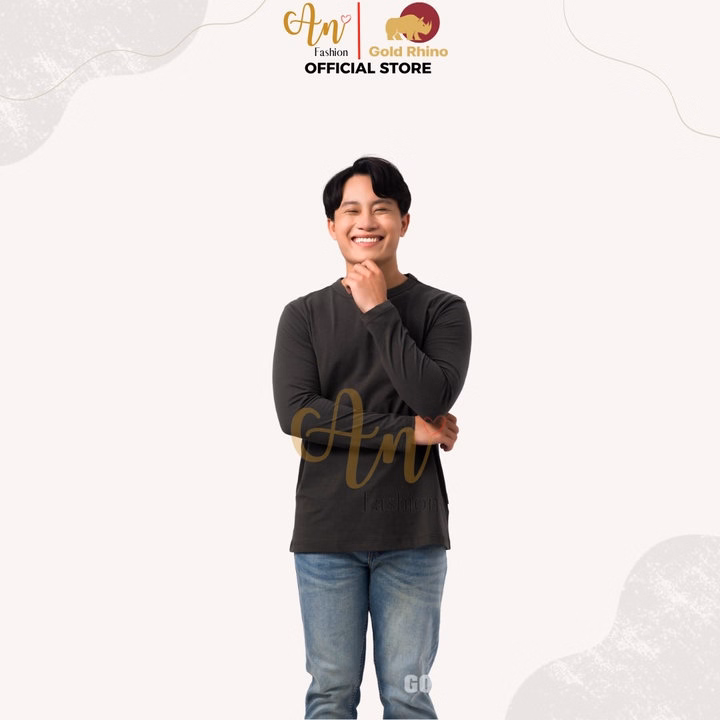 Áo Thun Nam Tay Dài Cổ Tròn Màu Rêu Đậm Đông Ấm Hè Mát Chất Liệu 100% Cotton Cao Cấp - Gold Rhino - Ảnh 2