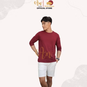 Áo Thun Nam Tay Dài Cổ Tròn Màu Đô Jp Đông Ấm Hè Mát Chất Liệu 100% Cotton Cao Cấp - Gold Rhino