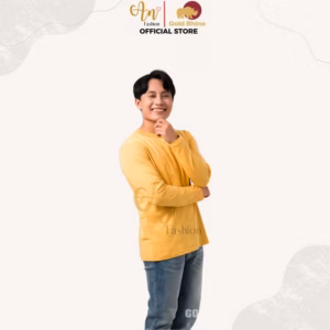 Áo Thun Nam Tay Dài Cổ Tròn Màu Vàng Nghệ Đông Ấm Hè Mát Chất Liệu 100% Cotton Cao Cấp - Gold Rhino