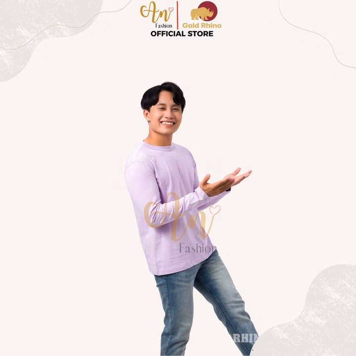 Áo Thun Nam Tay Dài Cổ Tròn Màu Tím Pastel Đông Ấm Hè Mát Chất Liệu 100% Cotton Cao Cấp - Gold Rhino - Ảnh 2