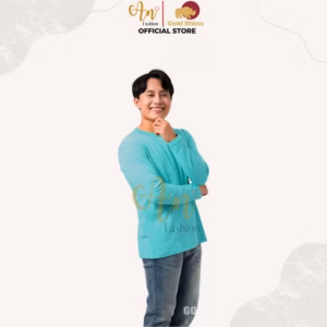 Áo Thun Nam Tay Dài Cổ Tròn Màu Ngọc Lam Đông Ấm Hè Mát Chất Liệu 100% Cotton Cao Cấp - Gold Rhino