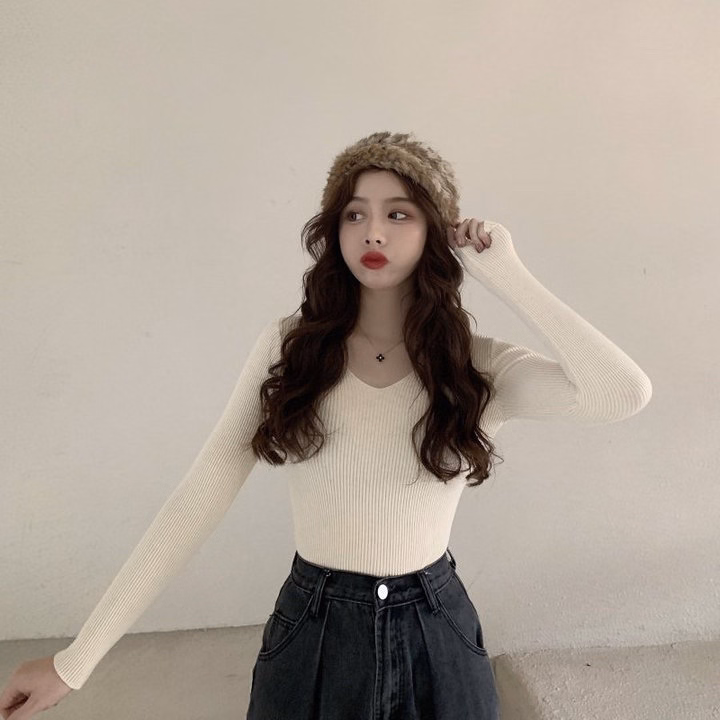 Áo Len Cổ Tim Dài Tay Chất Liệu Len Dệt Kim Mềm Mại Dành Cho Bạn Nữ - Chipxinhxk - Ảnh 5