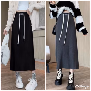 Chân Váy Len Bút Chì Dáng Dài Phối Tag Phong Cách Hàn Quốc Dành Cho Bạn Nữ