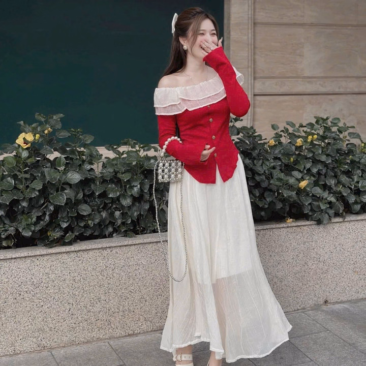 Set Áo Thun Tăm Phối Bèo Cài Nút Mix Chân Váy Vải Xốp Tơ(Có Lót) Bht103 - Nana House - Ảnh 3