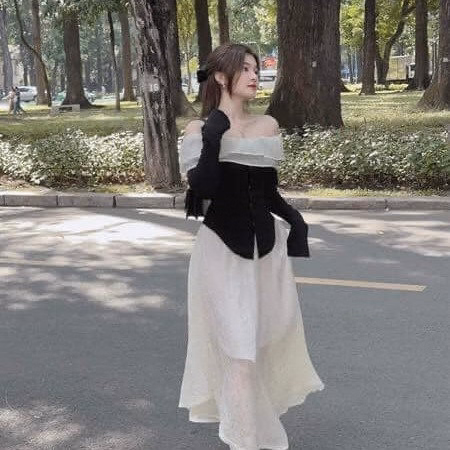 Set Áo Thun Tăm Phối Bèo Cài Nút Mix Chân Váy Vải Xốp Tơ(Có Lót) Bht103 - Nana House - Ảnh 6