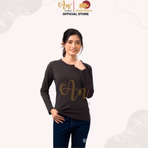 Áo Thun Nữ Tay Dài Cổ Tròn Màu Rêu Đậm Đông Ấm Hè Mát Chất Liệu 100% Cotton Cao Cấp - Gold Rhino