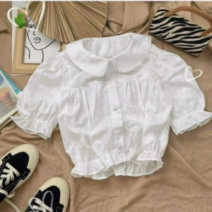 Áo Sơ Mi Nữ Nhúng Cổ Bèo Tay Phồng - Ausa House