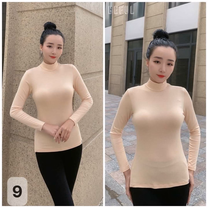 Combo 2 Áo Giữ Nhiệt Nữ Cổ 5P Cotton Hàng Made In Việt Nam Size S Da - Ảnh 2