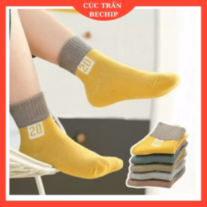 Combo 5 Đôi Tất Cổ Cao Cho Trẻ Em Hàng Loại 1 Dày Mịn Ctb41- Bechip