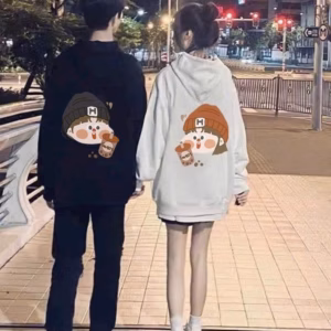 Áo Hoodie Coupe Nam Nữ In Hình Cô Bé Cậu Bé Trà Sữa Vải Nỉ Form Rộng Unisex Tp798 - Golden Dream