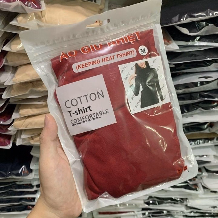 Combo 2 Áo Giữ Nhiệt Nữ Cổ 5P Cotton Hàng Made In Việt Nam Size Xxl Đỏ Đô - Ảnh 2