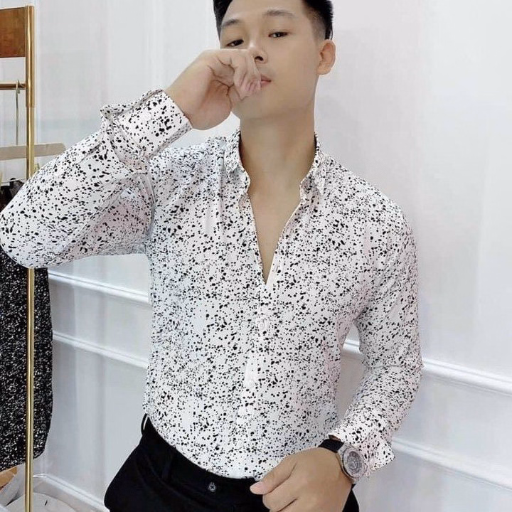 Áo Sơ Mi Họa Tiết Nam Tuto5 Menswear Sml01 - Sơ Mi Dài Tay Lụa Hàn Chấm Bi Slim Fit Cao Cấp Ít Nhăn, Phong Cách, Độc Bản - Ảnh 6