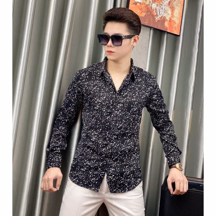 Áo Sơ Mi Họa Tiết Nam Tuto5 Menswear Sml01 - Sơ Mi Dài Tay Lụa Hàn Chấm Bi Slim Fit Cao Cấp Ít Nhăn, Phong Cách, Độc Bản - Ảnh 3