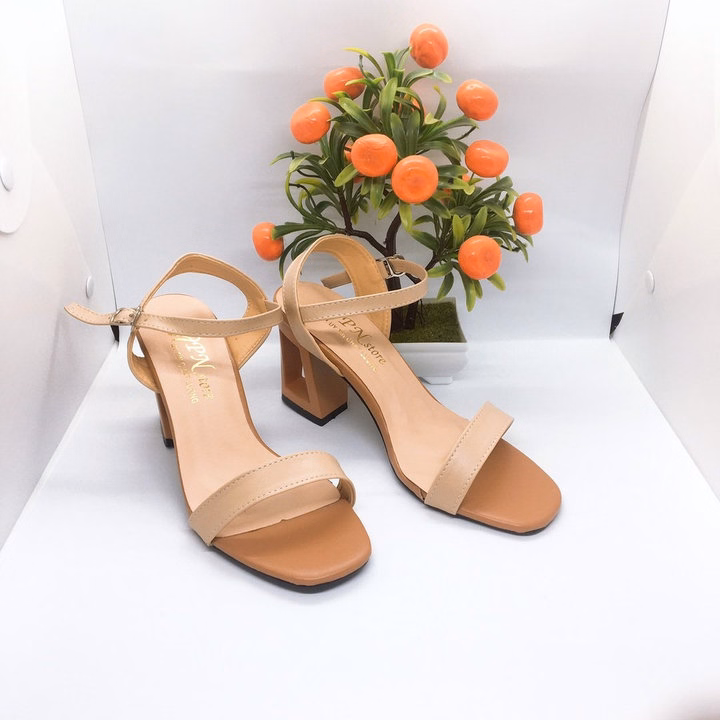 Giày Sandal Quai Ngang Cao Gót Vuông 7 Phân Lỗ Hình Tứ Giác Sh900- Sam Store - Ảnh 6
