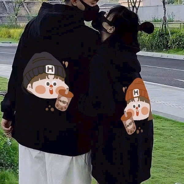 Áo Hoodie Unisex Nam Nữ In Hình Cậu Bé Cô Bé Trà Sữa Vải Nỉ Ngoại Couple Tp78 - Phương Store - Ảnh 6