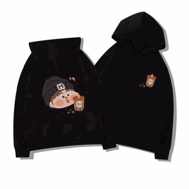 Áo Hoodie Unisex Nam Nữ In Hình Cậu Bé Cô Bé Trà Sữa Vải Nỉ Ngoại Couple Tp78 - Phương Store - Ảnh 3