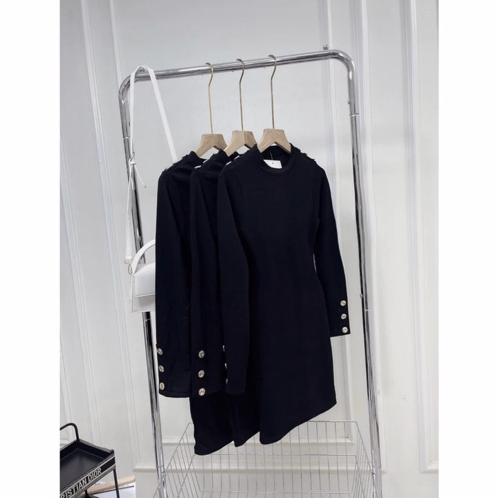 Váy Body Phối Khuy Ngọc , Form Ôm Eo Co Dãn Tốt - Ảnh 2