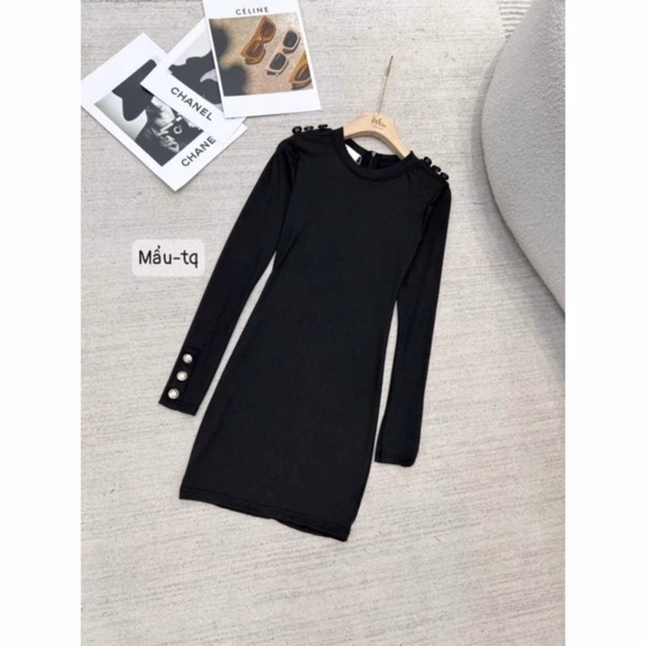 Váy Body Phối Khuy Ngọc , Form Ôm Eo Co Dãn Tốt - Ảnh 7