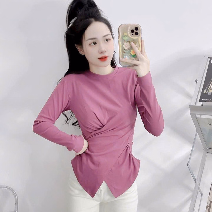 Áo Kiểu Tay Dài Tăm Lạnh Vạc Chéo - Lê Phương Boutique - Ảnh 3