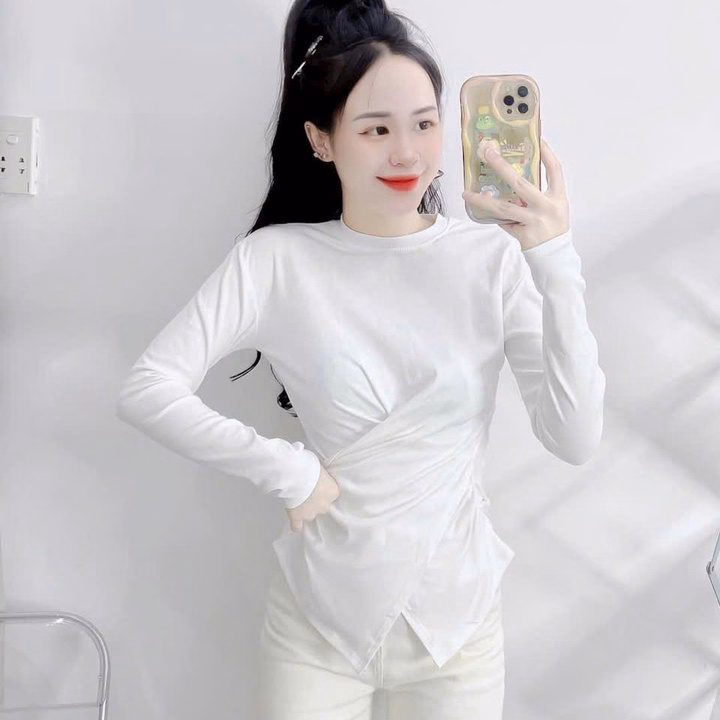 Áo Kiểu Tay Dài Tăm Lạnh Vạc Chéo - Lê Phương Boutique - Ảnh 5