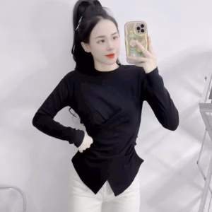 Áo Kiểu Tay Dài Tăm Lạnh Vạc Chéo - Lê Phương Boutique