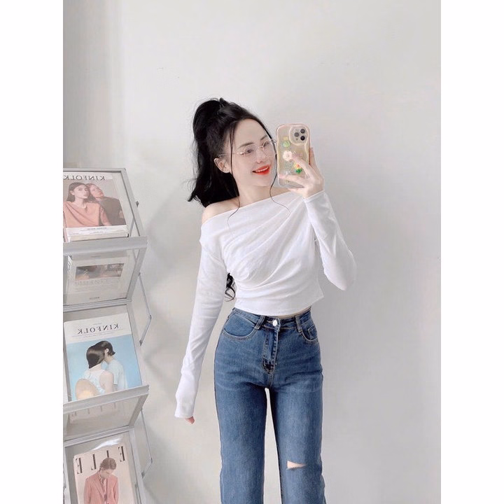 Áo Kiểu Trễ Vai Lệch1 Bên Nhún Sườn Thun Rip Xịn - Lê Phương Boutique - Ảnh 5